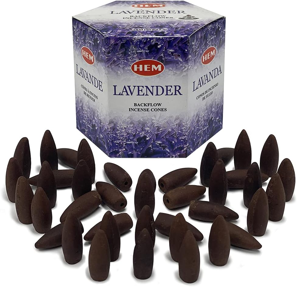 TRUMIRI Lavender Incense Cones 40 Pack for Waterfall Fountain