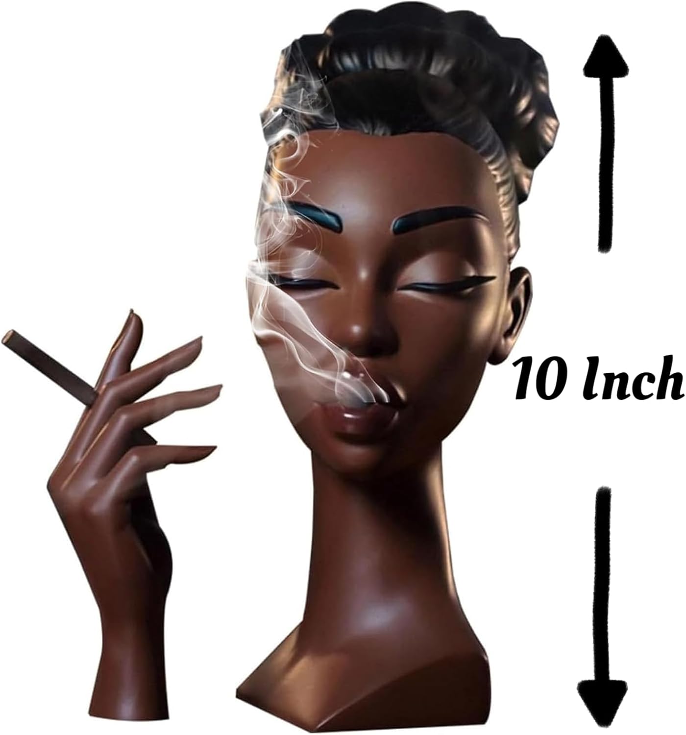 10 Inch Black Woman Incense Burner Elegant Design