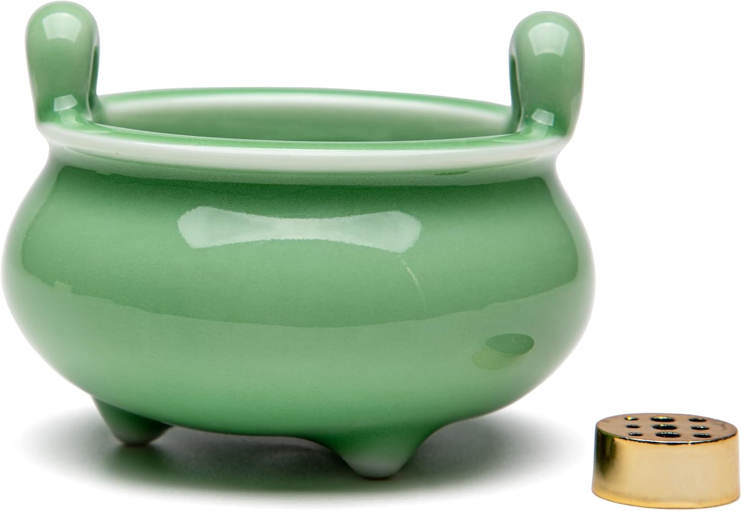 Ceramic Incense Holder with 9 Holes Celadon Green