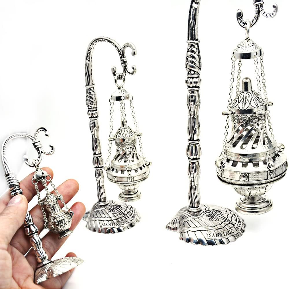 Brass Burners Hanging Censer Charcoal Incense Holder Cross Decor