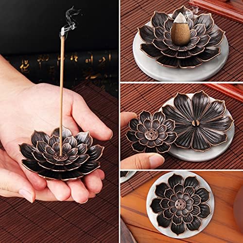 4Pack Brass Incense Holders with Ash Catcher for Home Office Decor