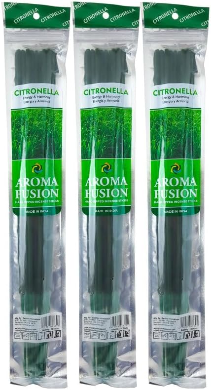 3 Pack Aroma Fusion 19 Inch Jumbo Hand Dipped Incense Citronella Scent