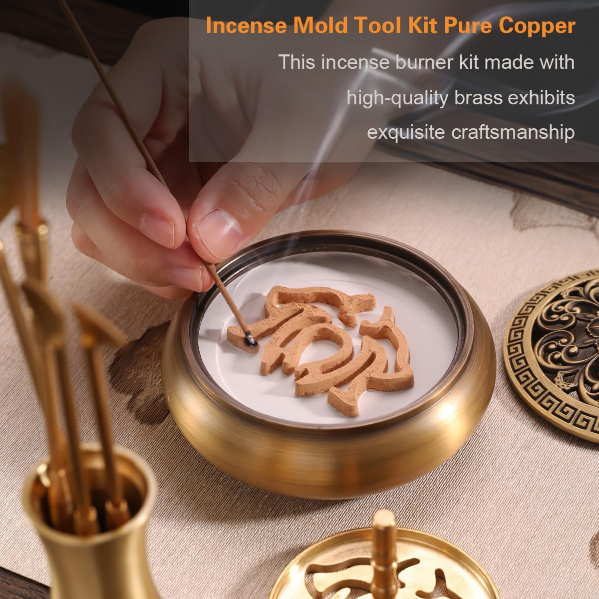 Brass Incense Burner Kit for Yoga Meditation