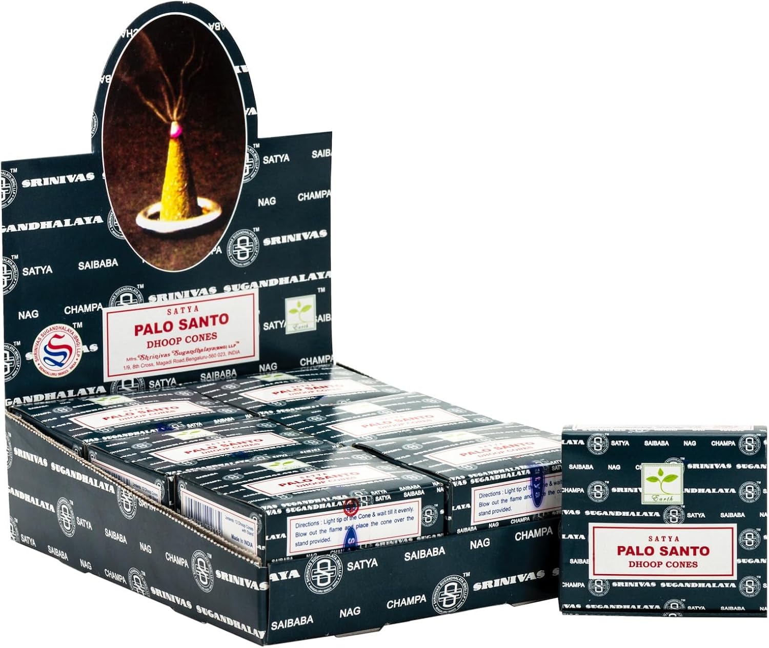 Satya Sai Baba Palo Santo Natural Masala Incense 144 Dhoop Cones in 12 Boxes