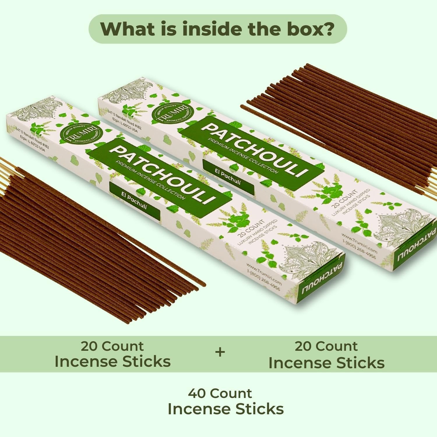 Patchouli Incense Sticks - 40 Sticks Dual Pack