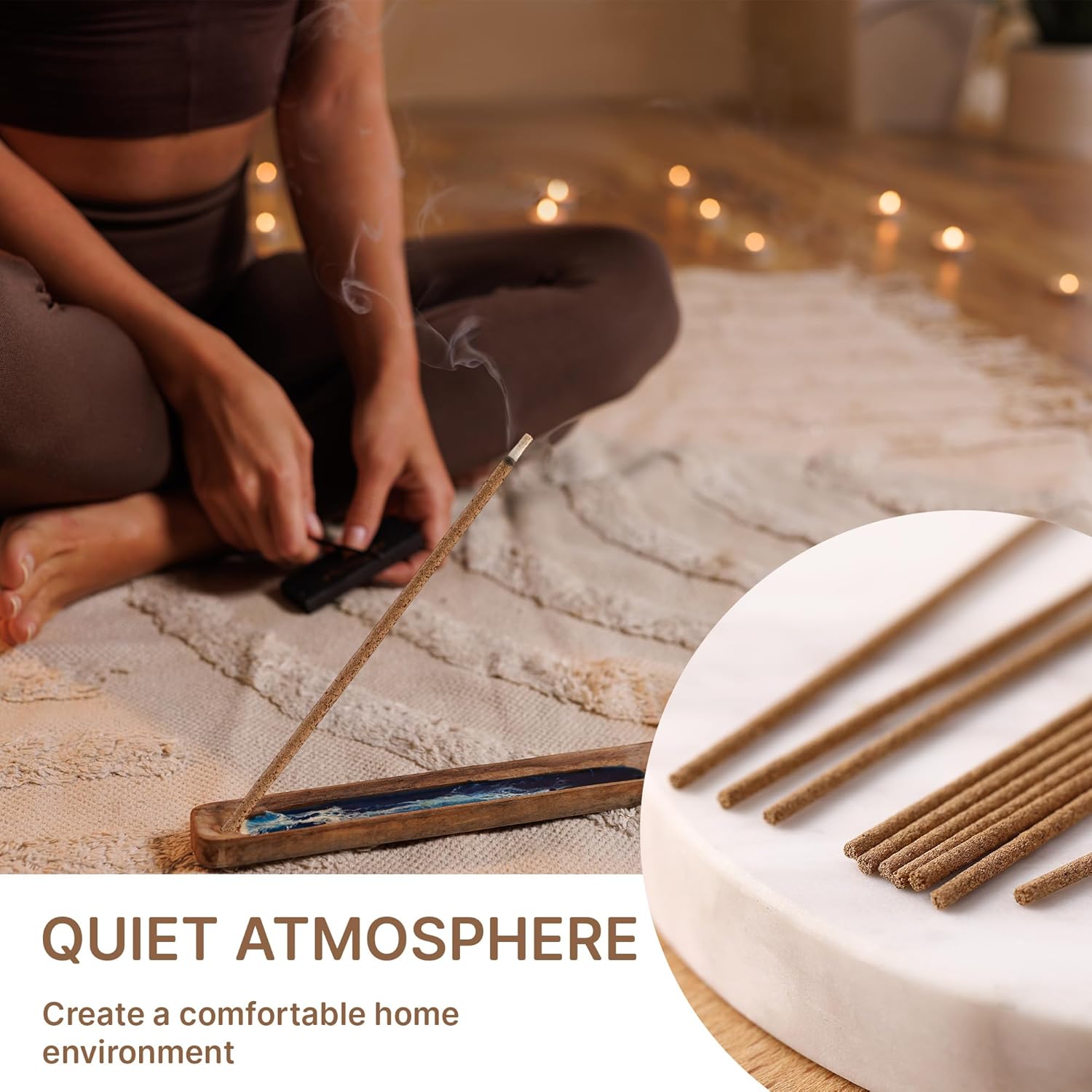 Ceoighe 210 Sticks Sandalwood Incense 6 Inch Pure Natural for Meditation and Relaxation