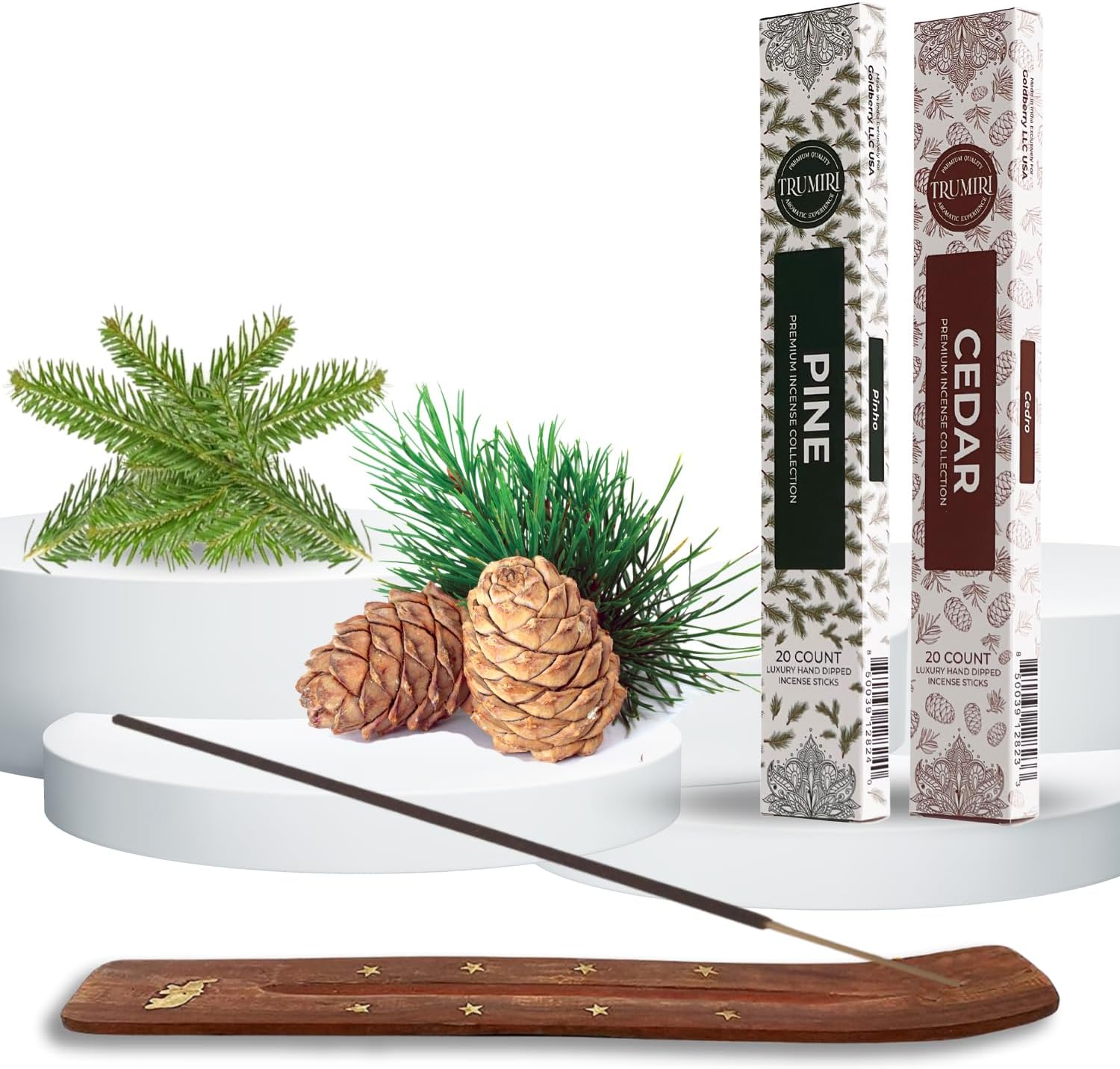 Trumiri Organic Incense Sticks - 40 Pack 20 Cedar 20 Pine