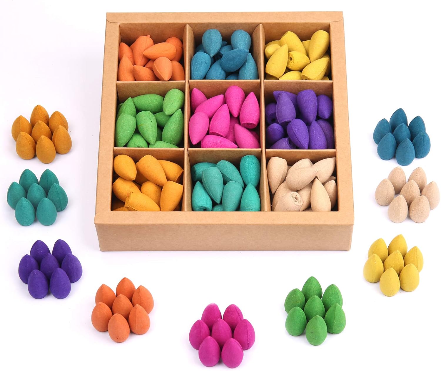 OTOFY Backflow Incense Cones 180 Pcs Natural Floral Waterfall Incense