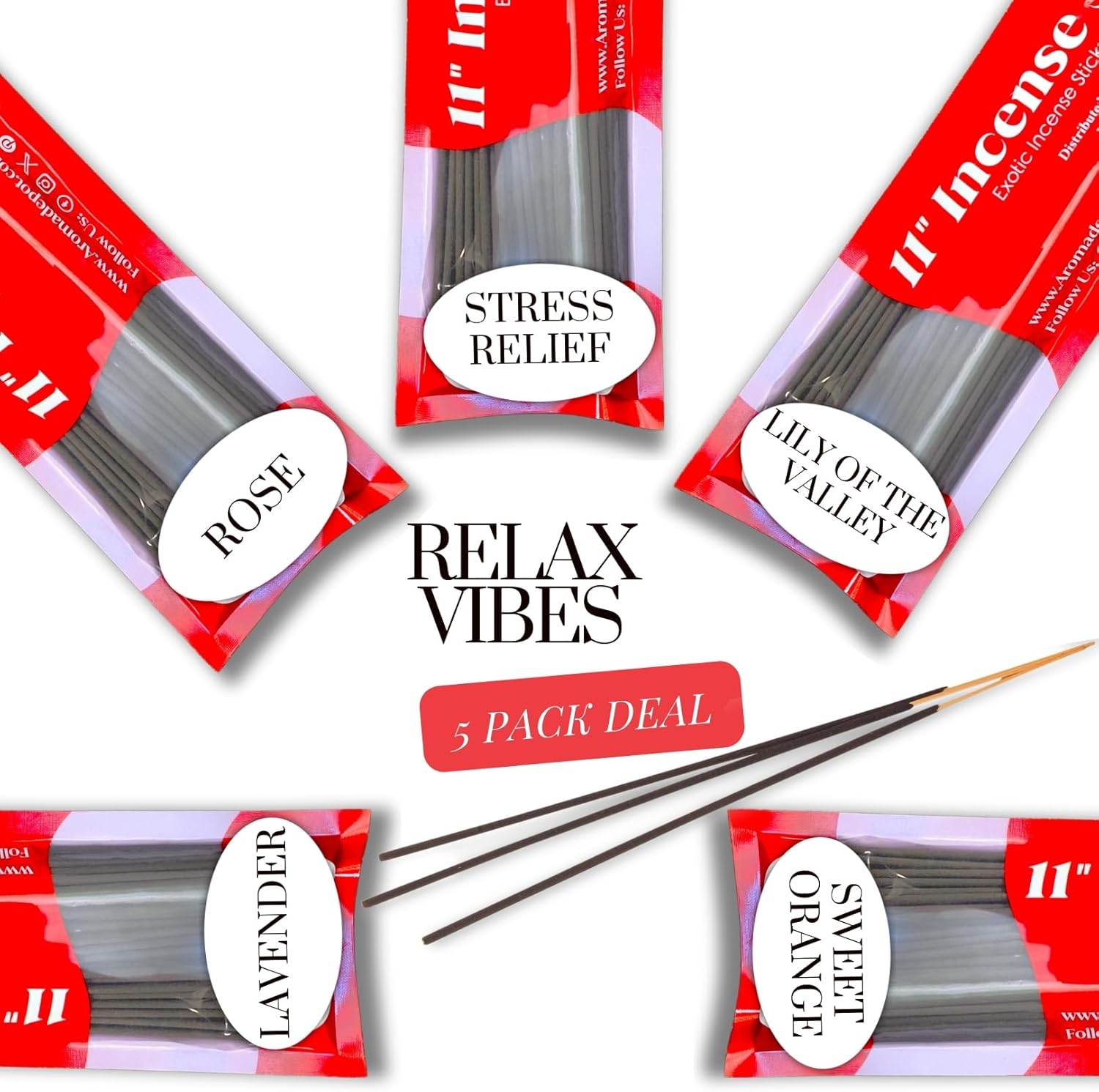 Aroma Depot Relax Vibes 11 Inch Incense Sticks Variety Set 500 Pack