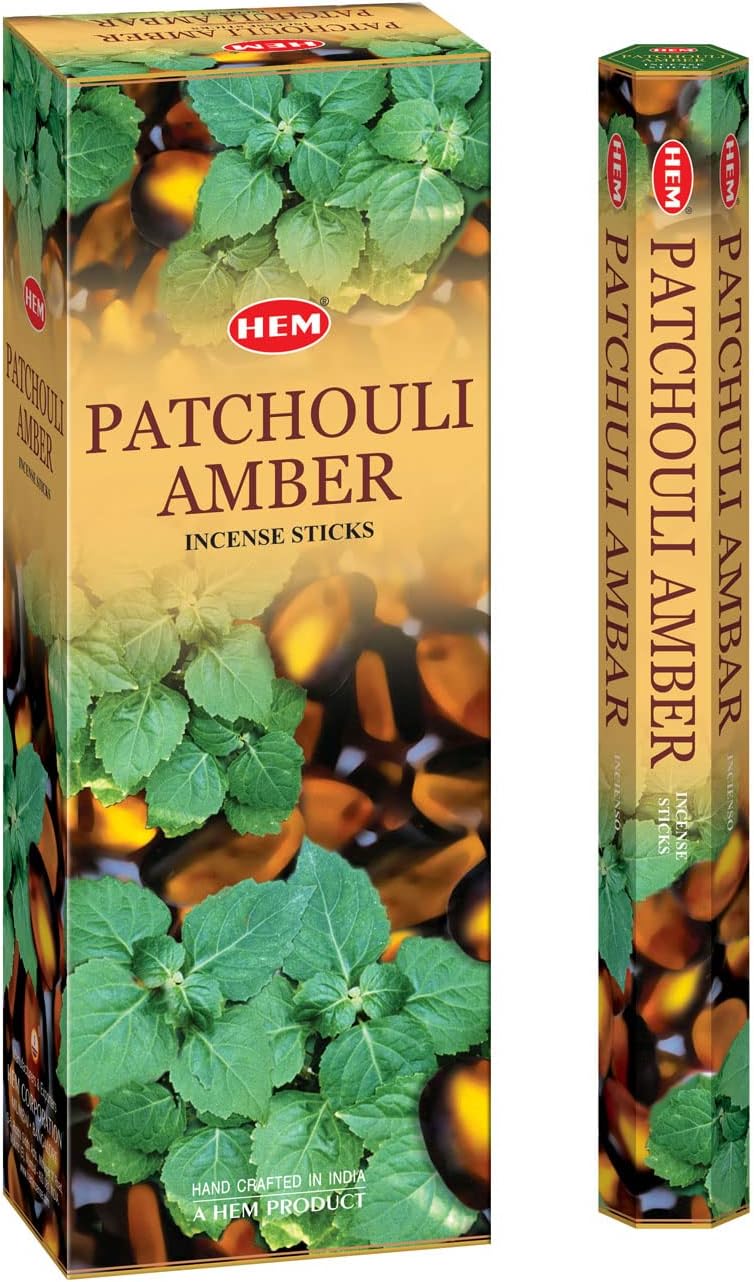 HEM Patchouli Amber Incense Sticks - 120 Sticks 6 Boxes 9 Inches Long