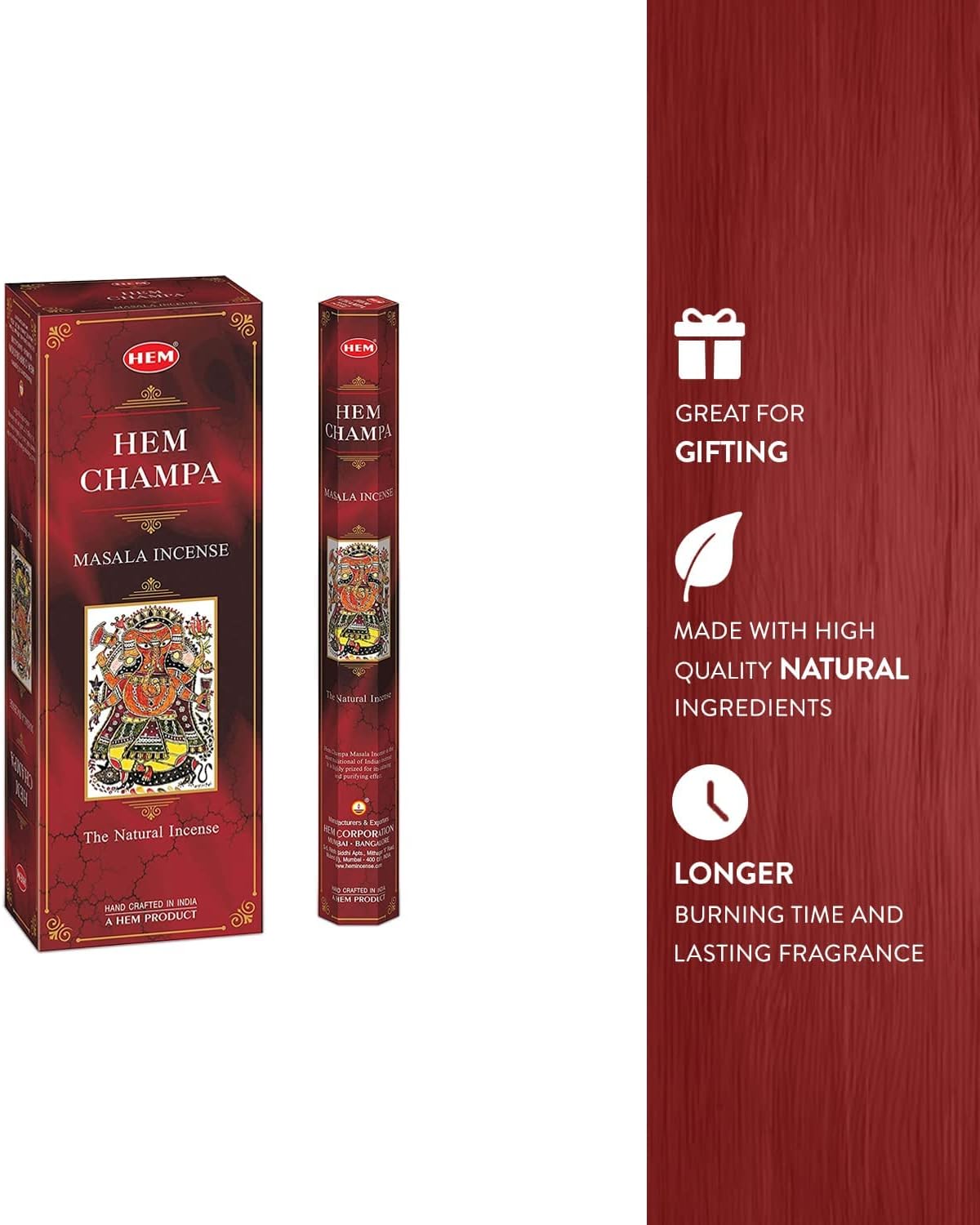 HEM Champa Masala Incense Sticks 6 Pack 120 Sticks