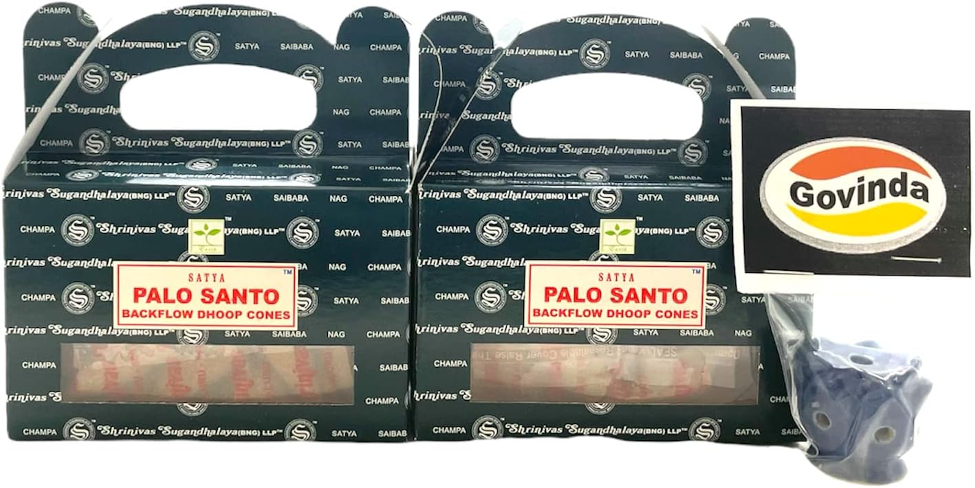 Govinda Bangalore BNG Palo Santo Backflow Cones 48 Pcs with Burner