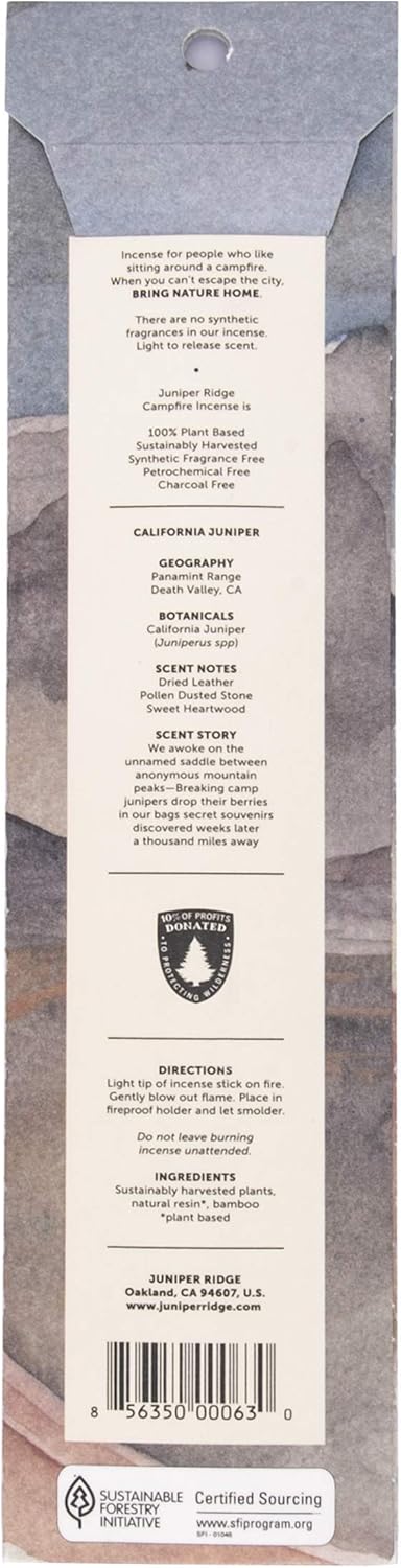 Juniper Ridge Natural Campfire Incense Sticks - 20 Count