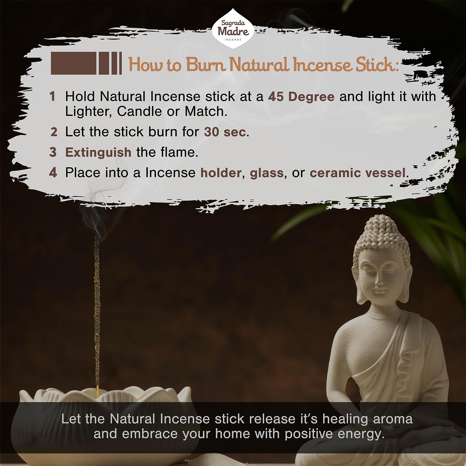Sagrada Madre 8 pcs Natural Citronella Orange Incense Sticks