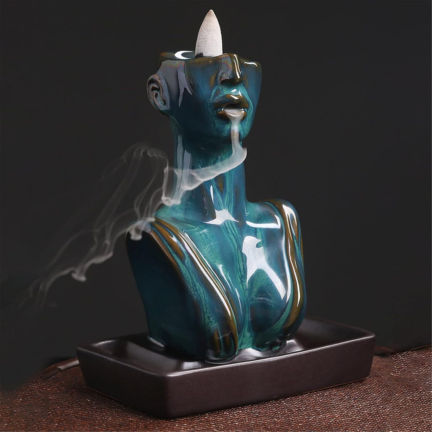 Ceramic Backflow Incense Burner with 20 Cones and Accessories