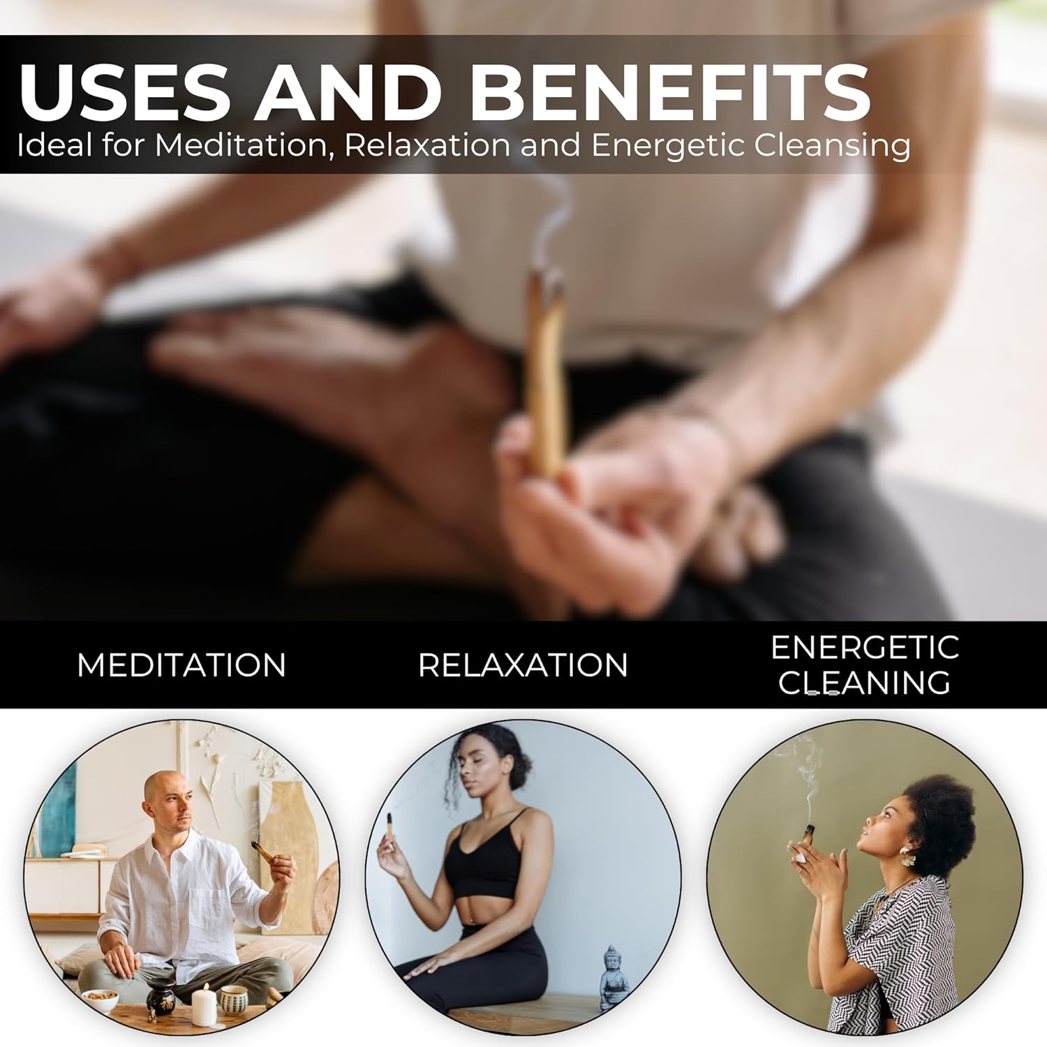 5 Palo Santo Sticks with Holder for Meditation