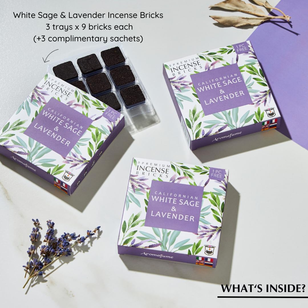 White Sage Lavender Incense Bricks 3x9 Set Cleansing Relaxation
