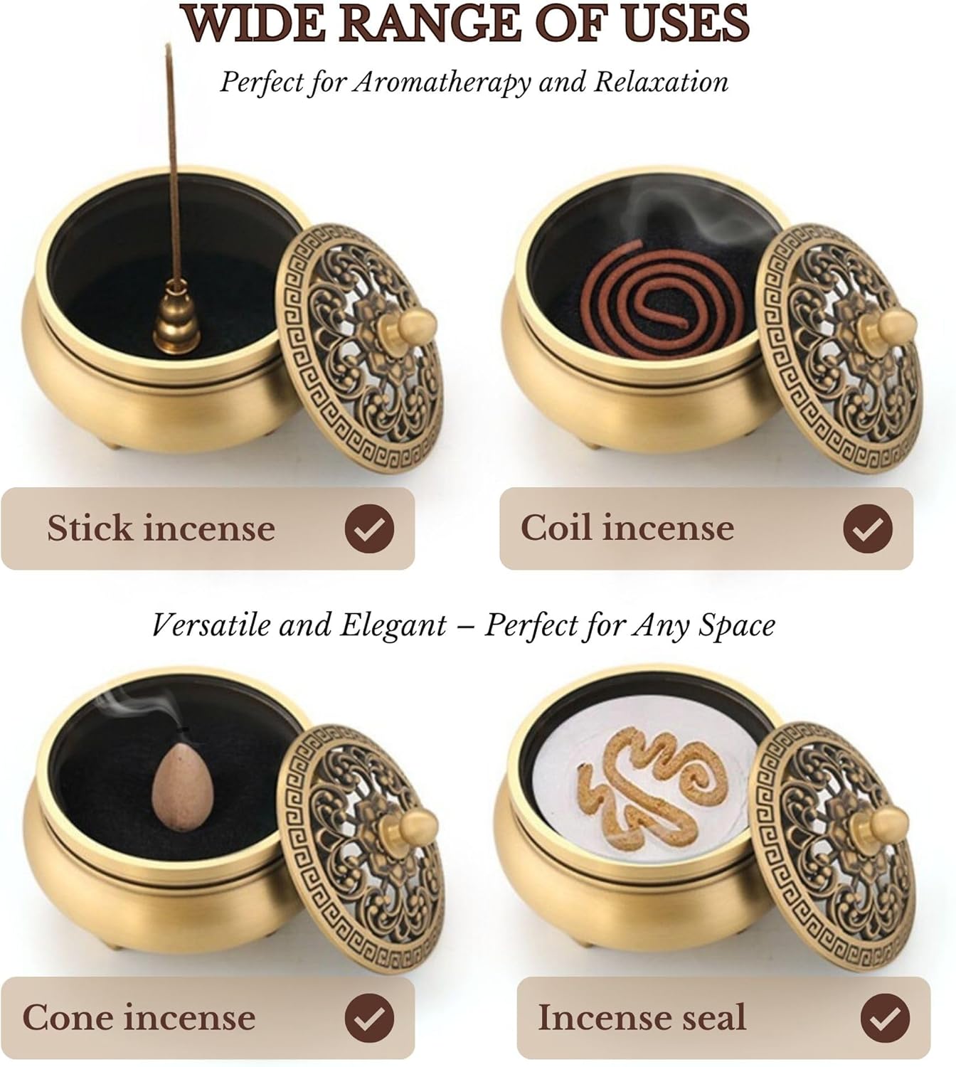 Copper Incense Burner with 16Pcs Tool Kit for Incense Making - Perfect for Yoga Meditation