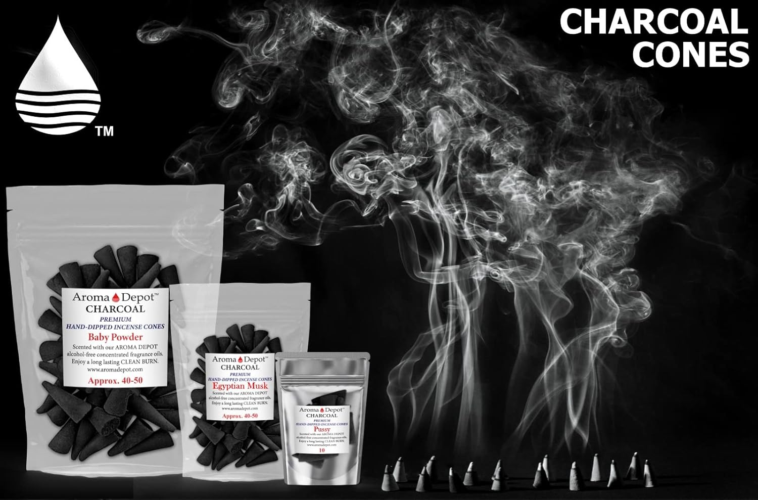Aroma Depot 2 Inch Lavender Charcoal Incense Cones 45-50 Pack