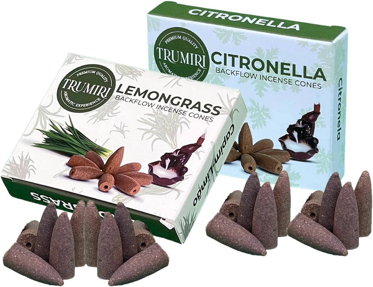 TRUMIRI Backflow Incense Cones 20-Pack Citronella Lemongrass