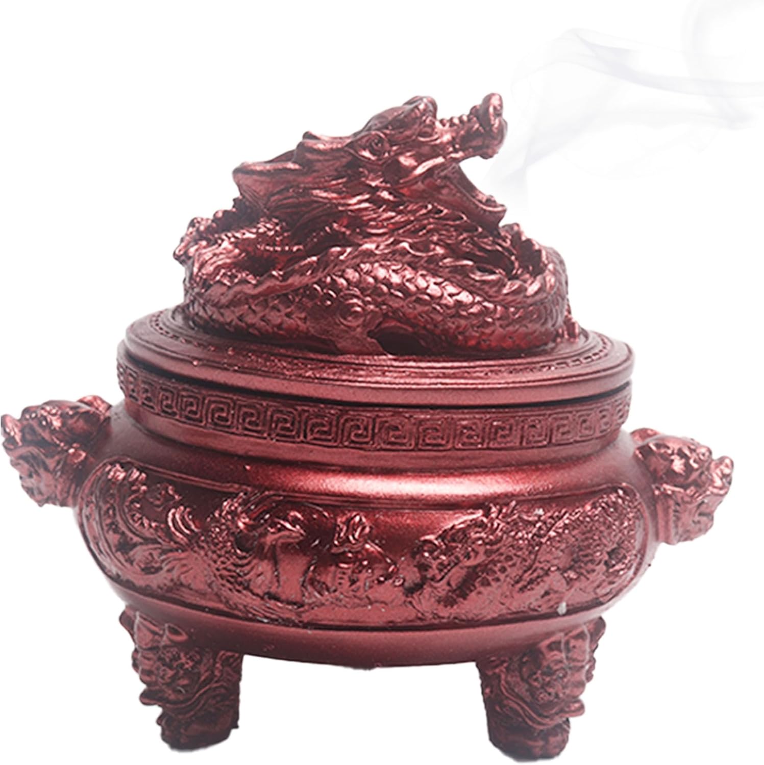 Feng Shui Dragon Incense Holder with Lid and Stand for Aromatherapy and Home Decoration