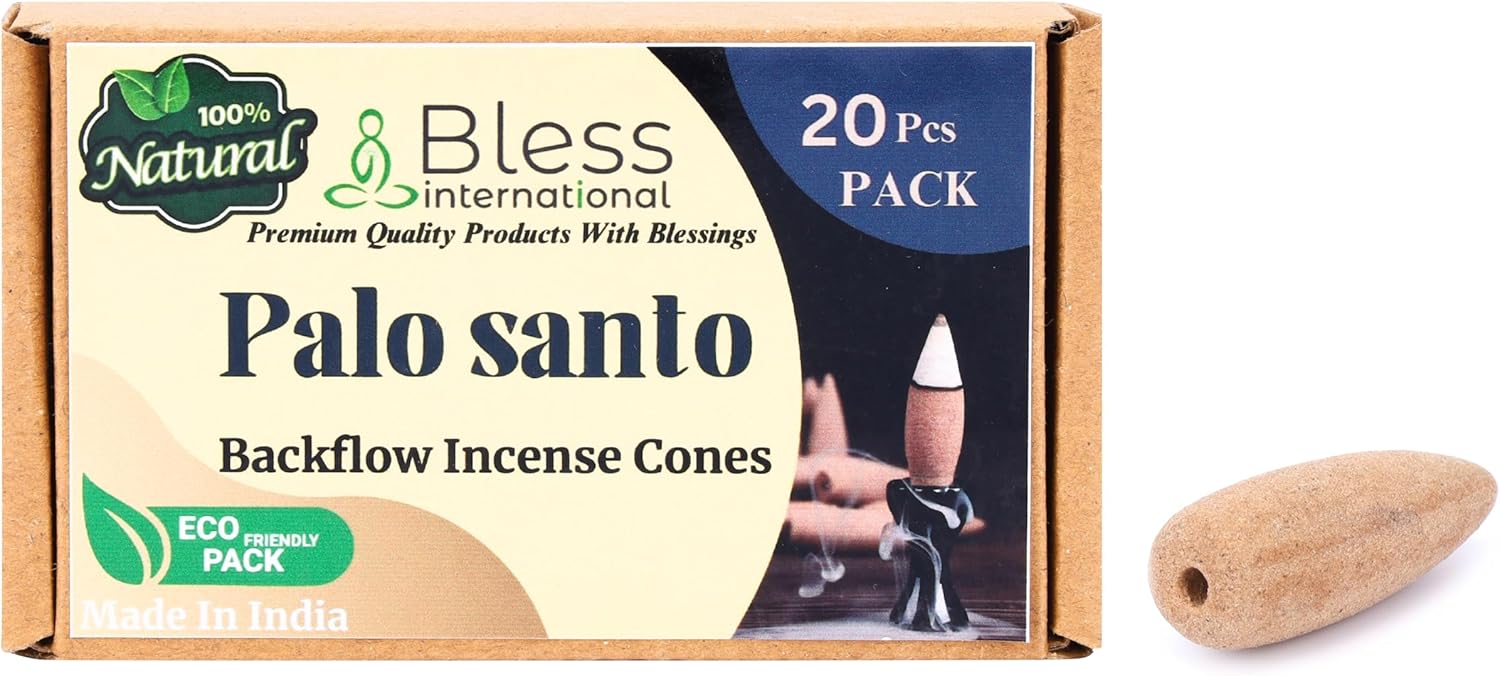 Bless International Palo Santo Natural Incense Backflow Cones 20 Count