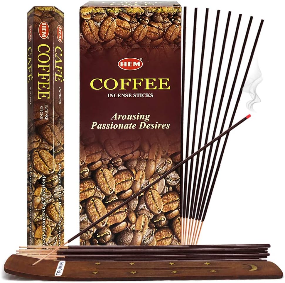 TRUMIRI Coffee Incense Sticks and Holder Bundle