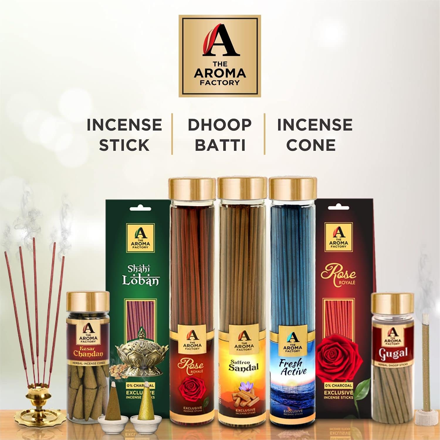 The Aroma Factory Incense Dhoop Cone Lavender 1 Bottle x 30 Cones