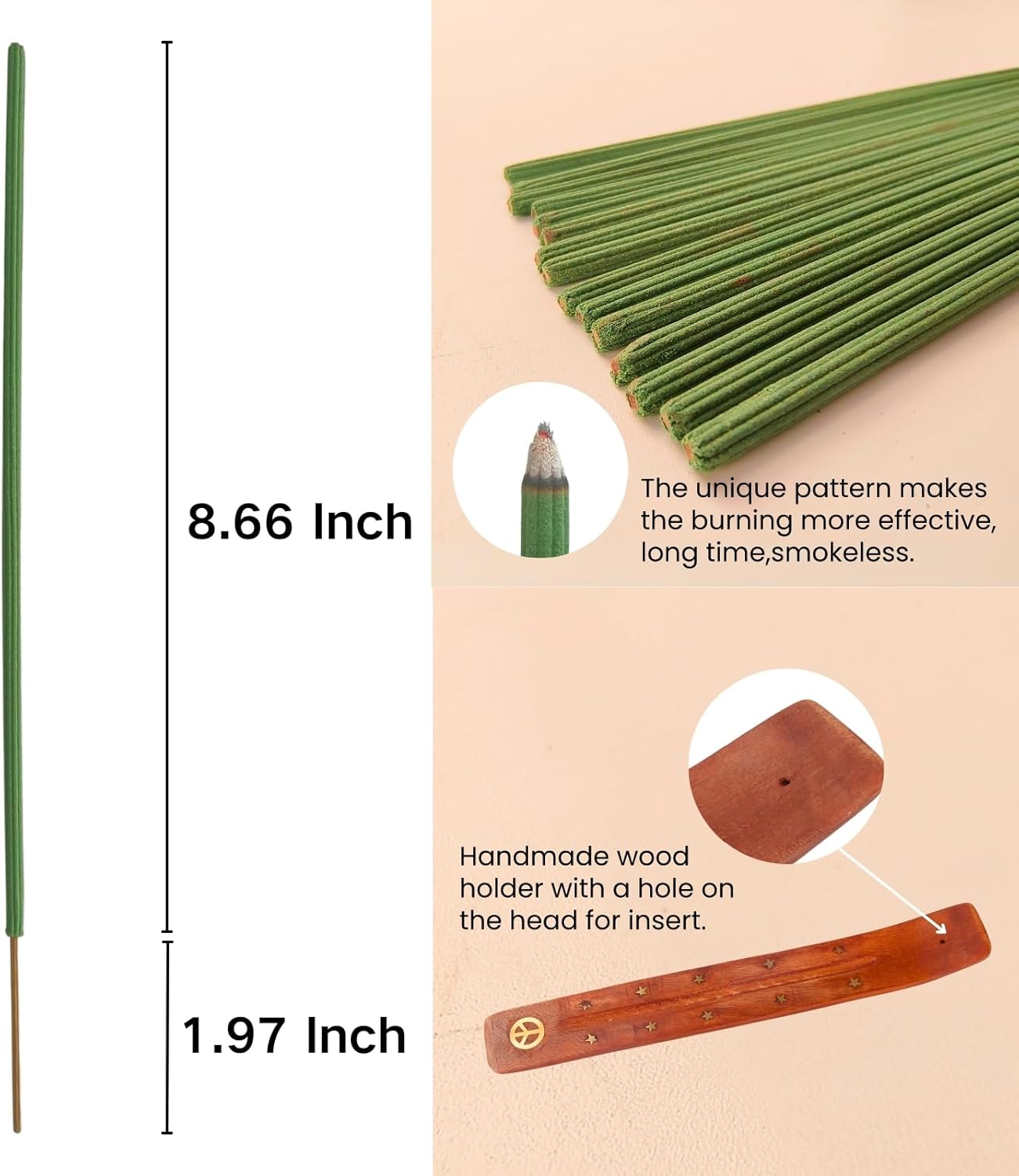 Genzers Outdoor Citronella Incense Sticks with Holder 60 Pcs