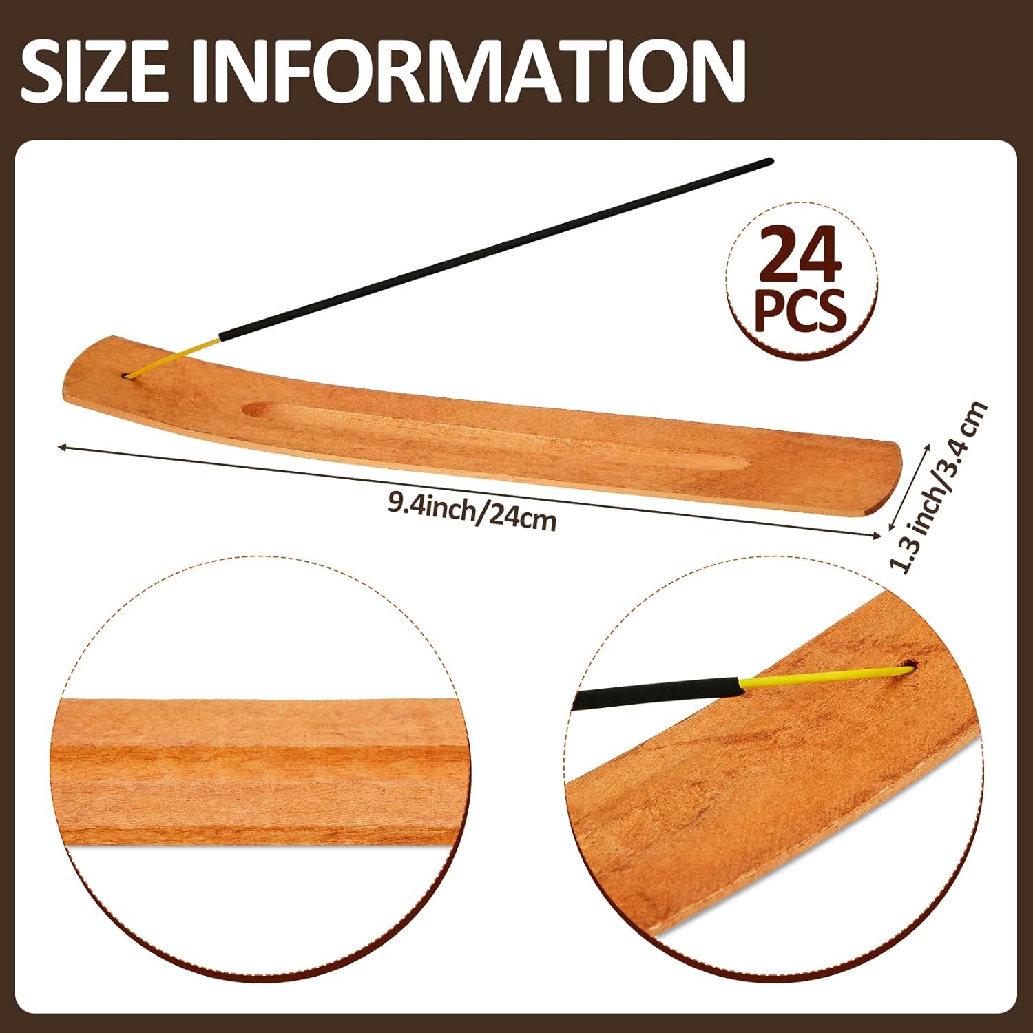 Cunhill 24pc Wooden Incense Stick Holder Set