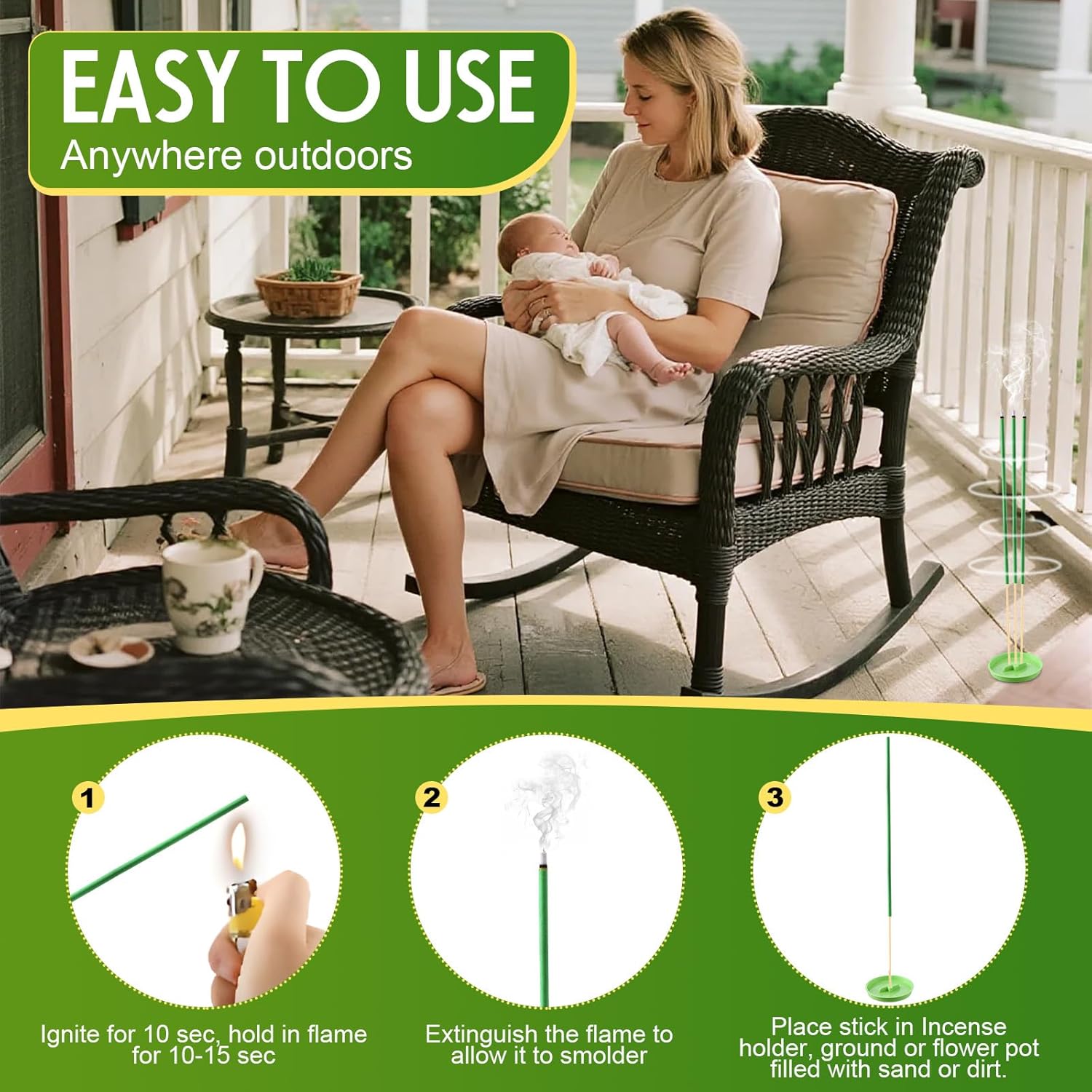 Qualirey 90 Pcs Citronella Incense Sticks for Outdoor Use