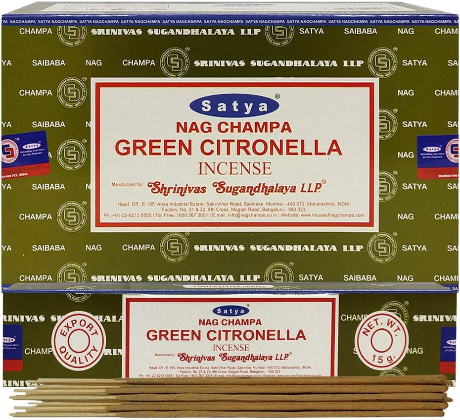 Green Citronella Incense Sticks and Holder Bundle