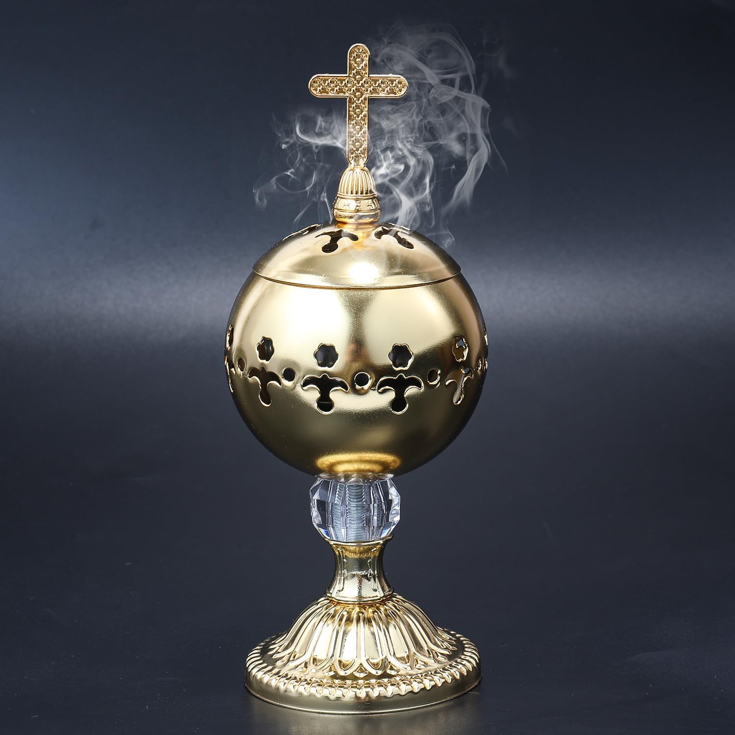 Nazareth Store Gold Incense Burner Charcoal Brass Cross 79 Aromatherapy Decorative Holder