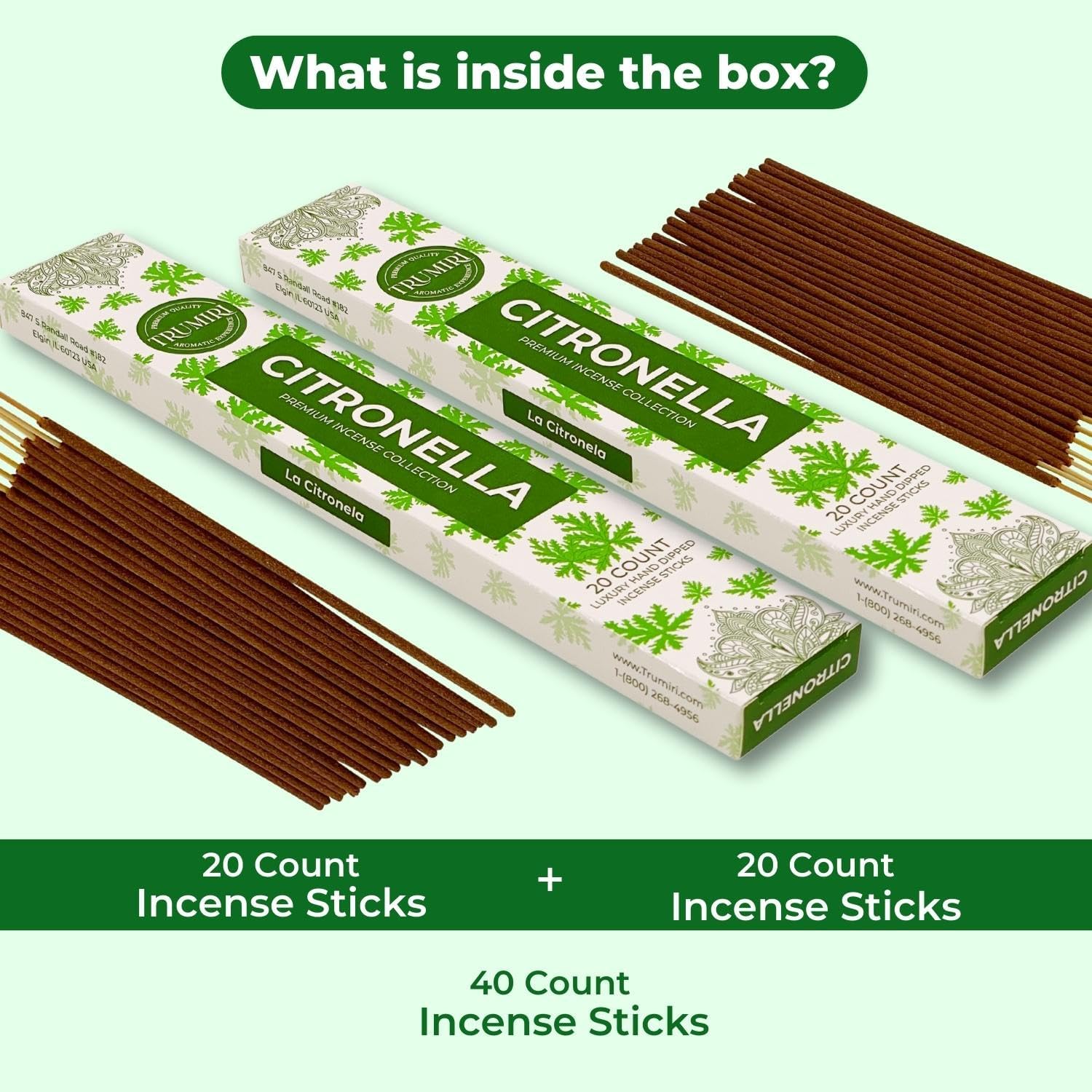 Citronella Incense Sticks for Outdoor Use - 40 Pieces Dual Pack