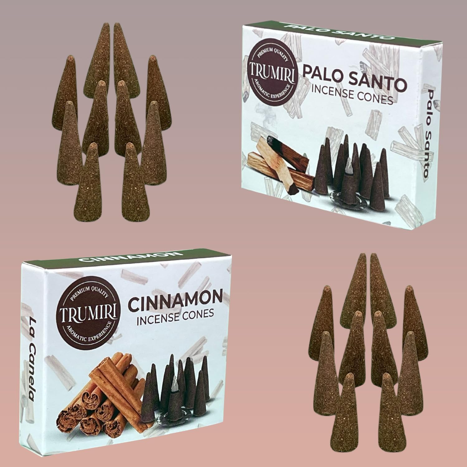 TRUMIRI Palo Santo Cinnamon Incense Cone Combo Pack - 10 Each