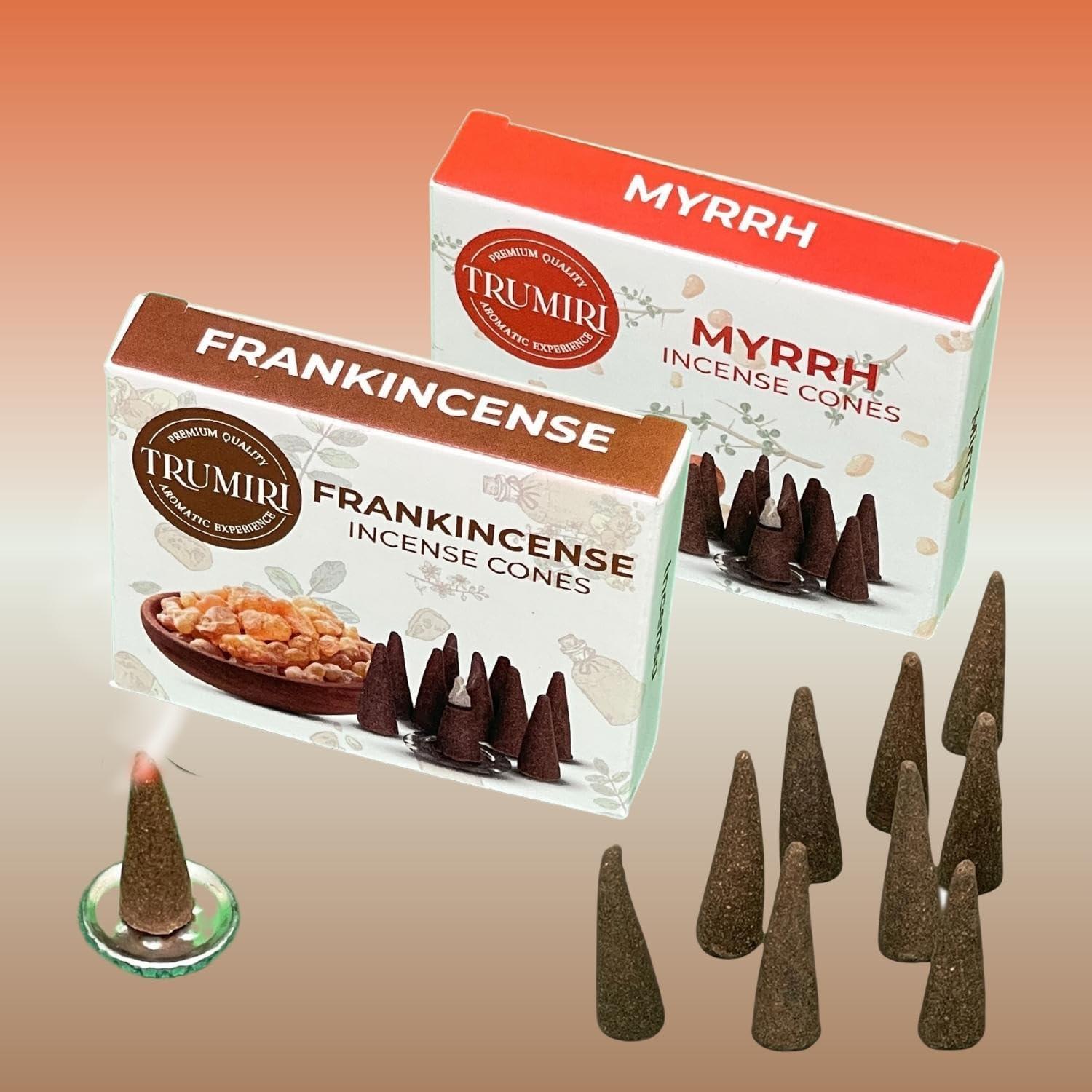 TRUMIRI Incense Cones - 20 Pack 10 Frankincense 10 Myrrh