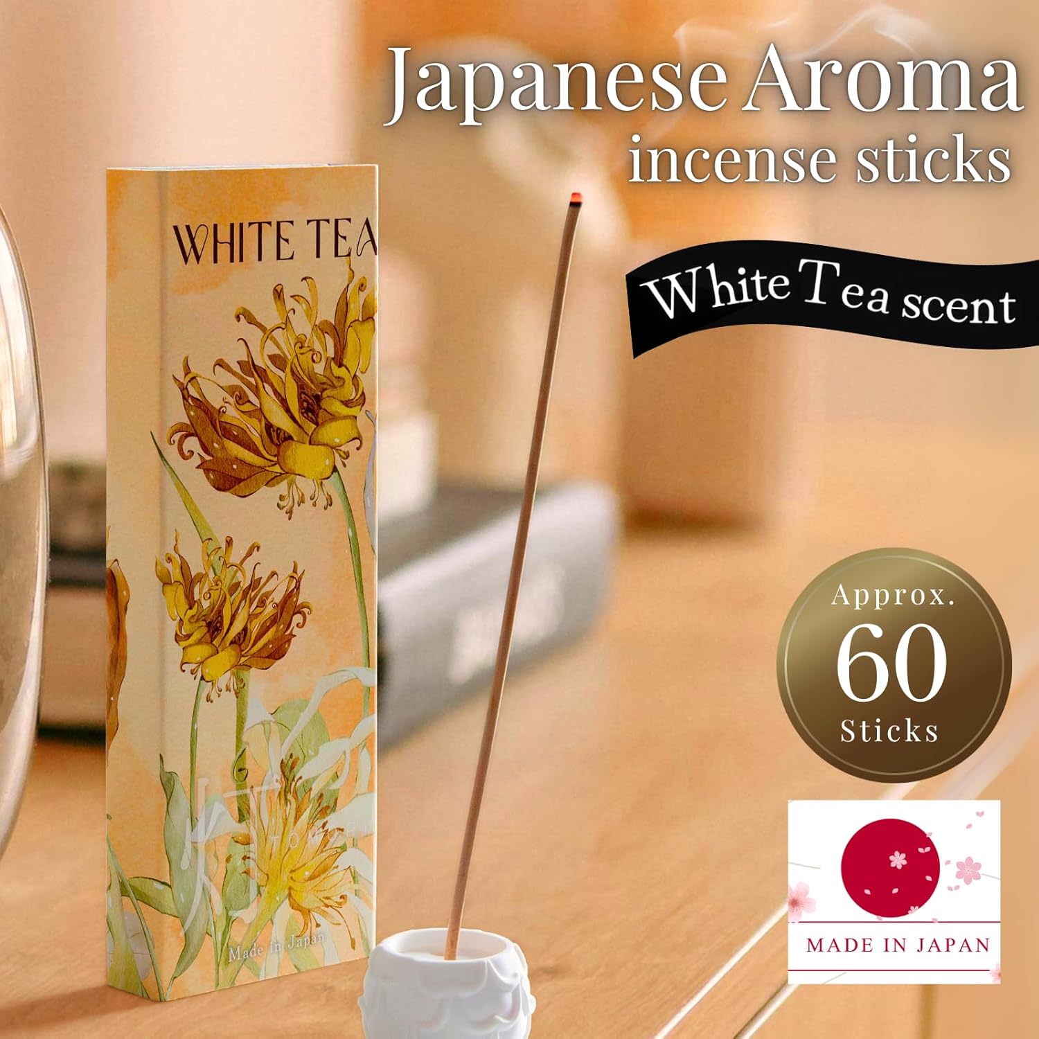 Japanese White Tea Jasmine Musk Grapefruit Incense Sticks 60pcs