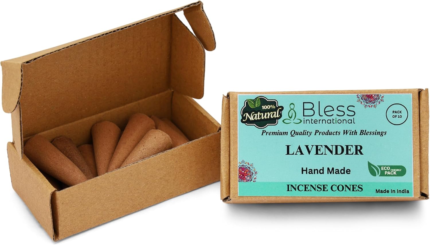 Bless International Lavender Natural Incense Cones Handmade Organic Free for Relaxation Meditation