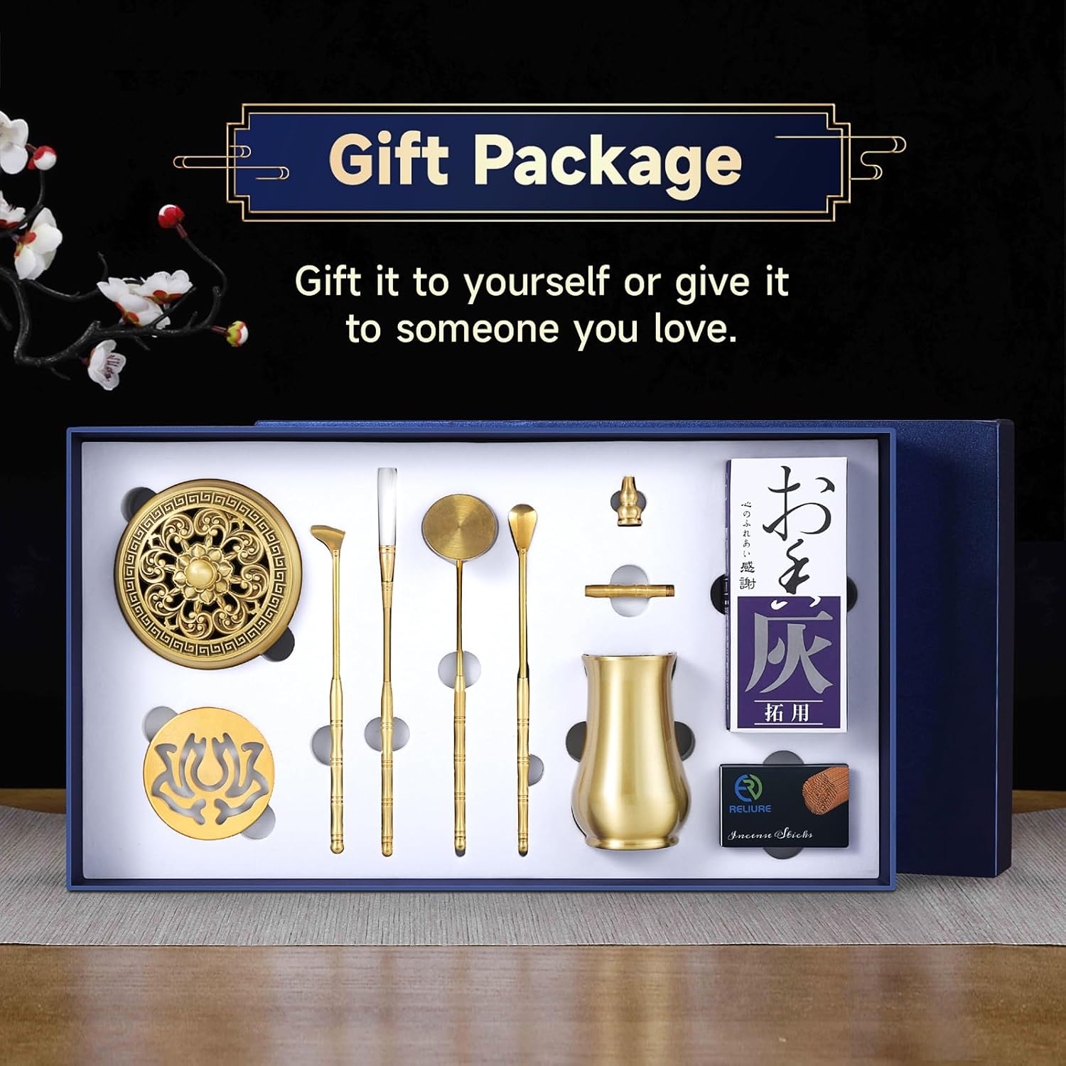 RE RELIURE Chinese Incense Burner Kit with Powder and Charcoal
