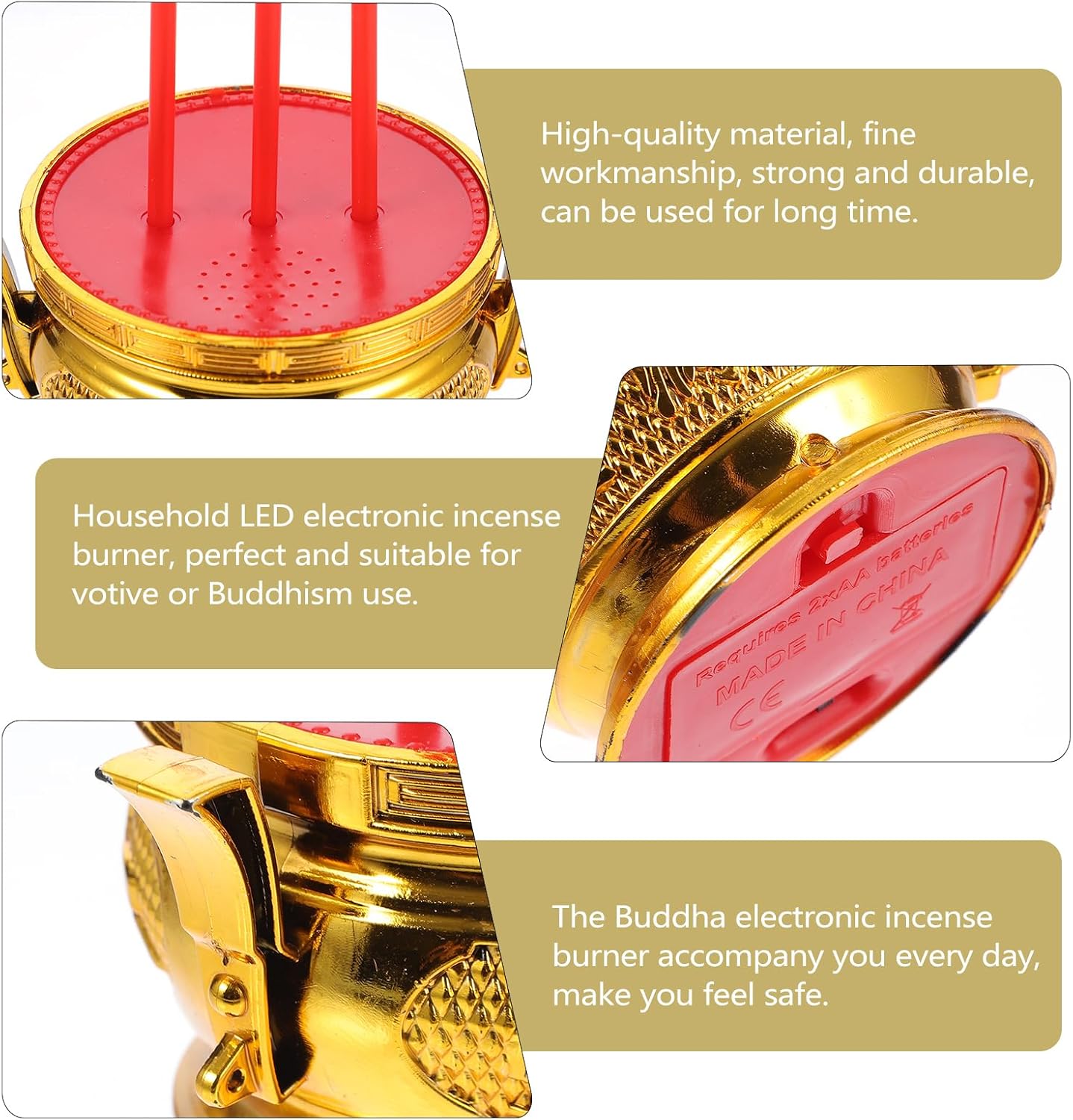 Buddha Style Electronic Incense Burner with LED Light