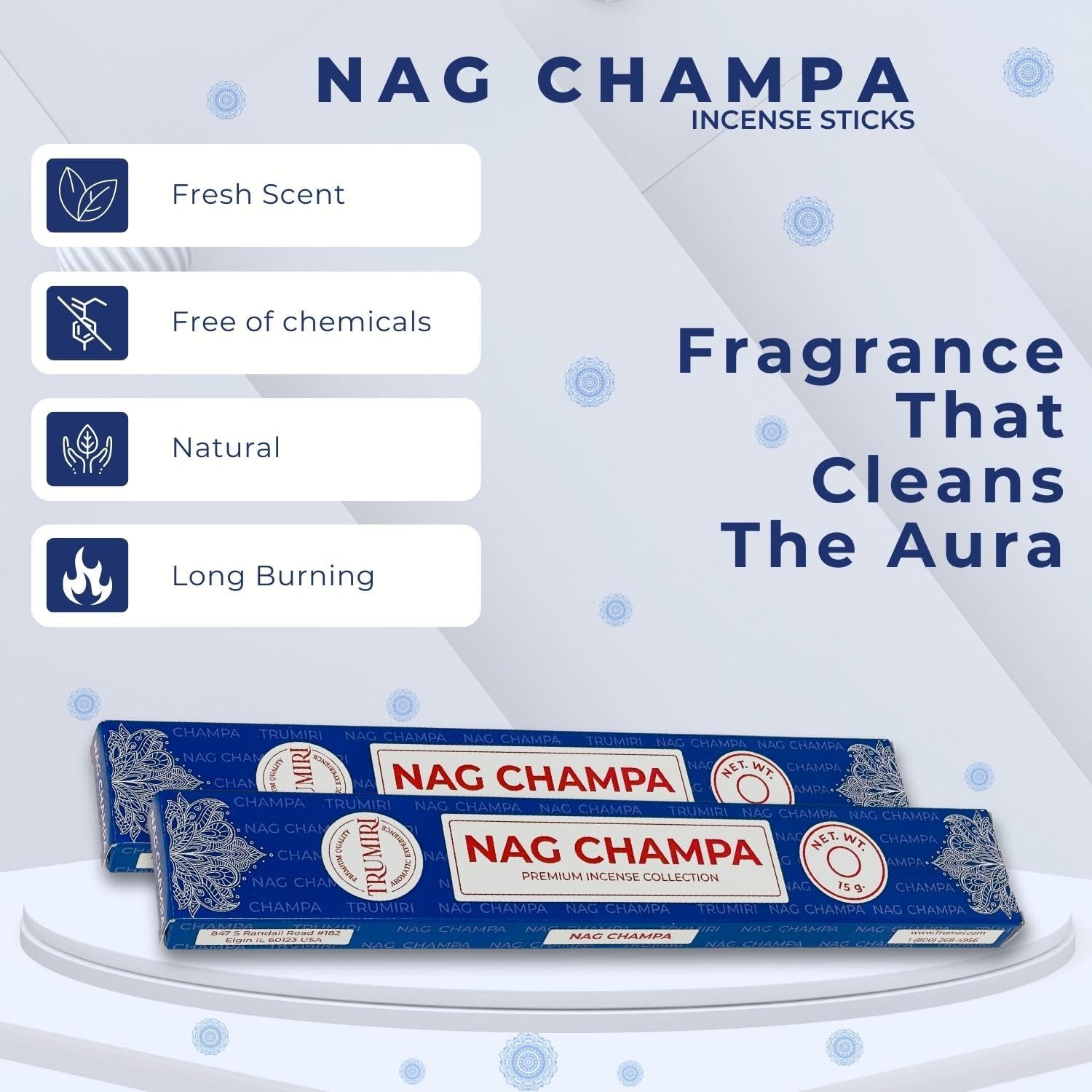 TRUMIRI Nag Champa Incense Sticks - 30 Sticks Dual Pack