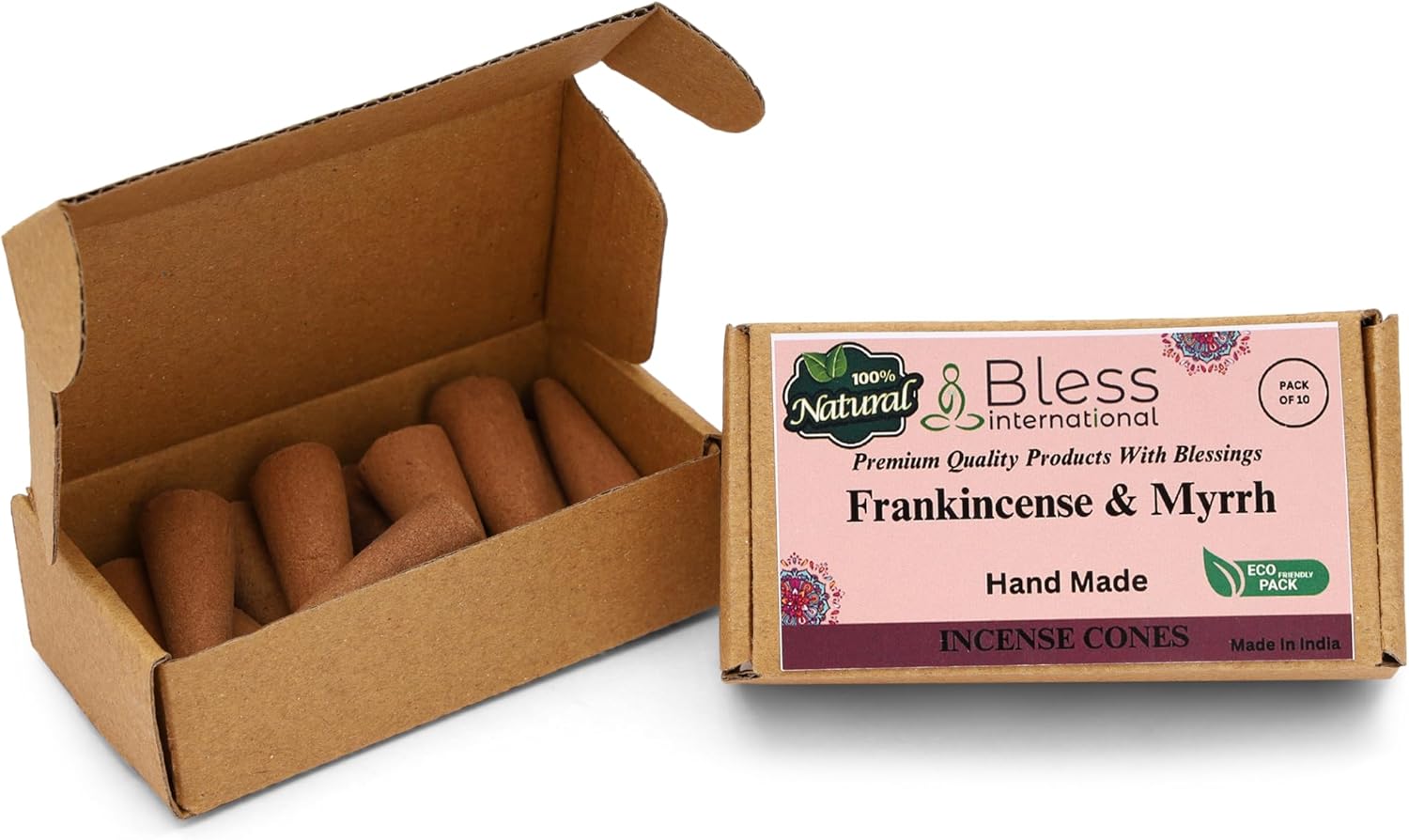 Bless International Frankincense and Myrrh Natural Incense Cones for Purification and Relaxation