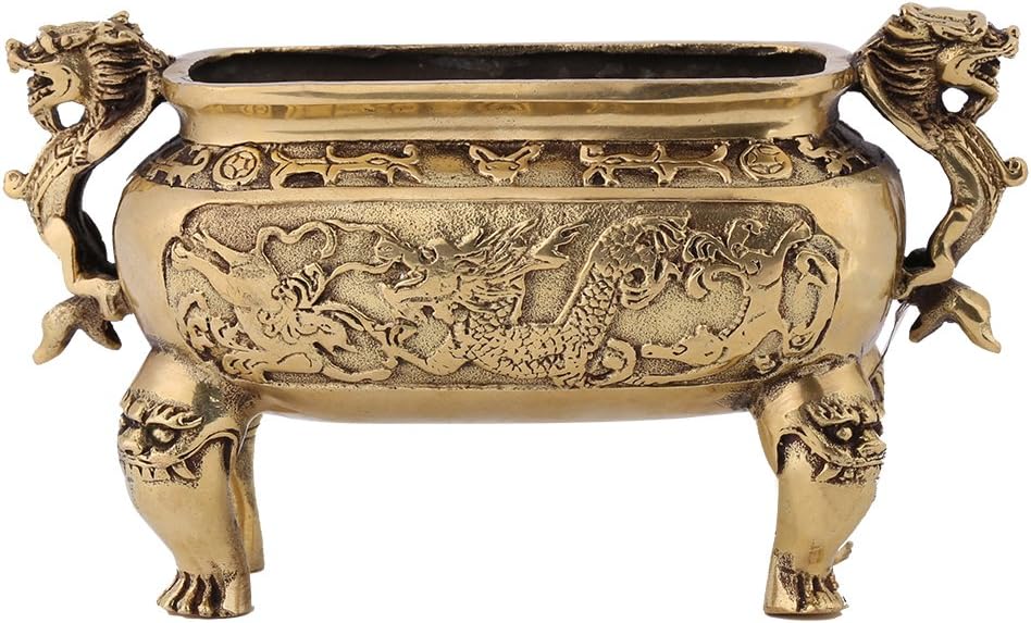 Walfront Antique Bronze Copper Dragon Incense Holder