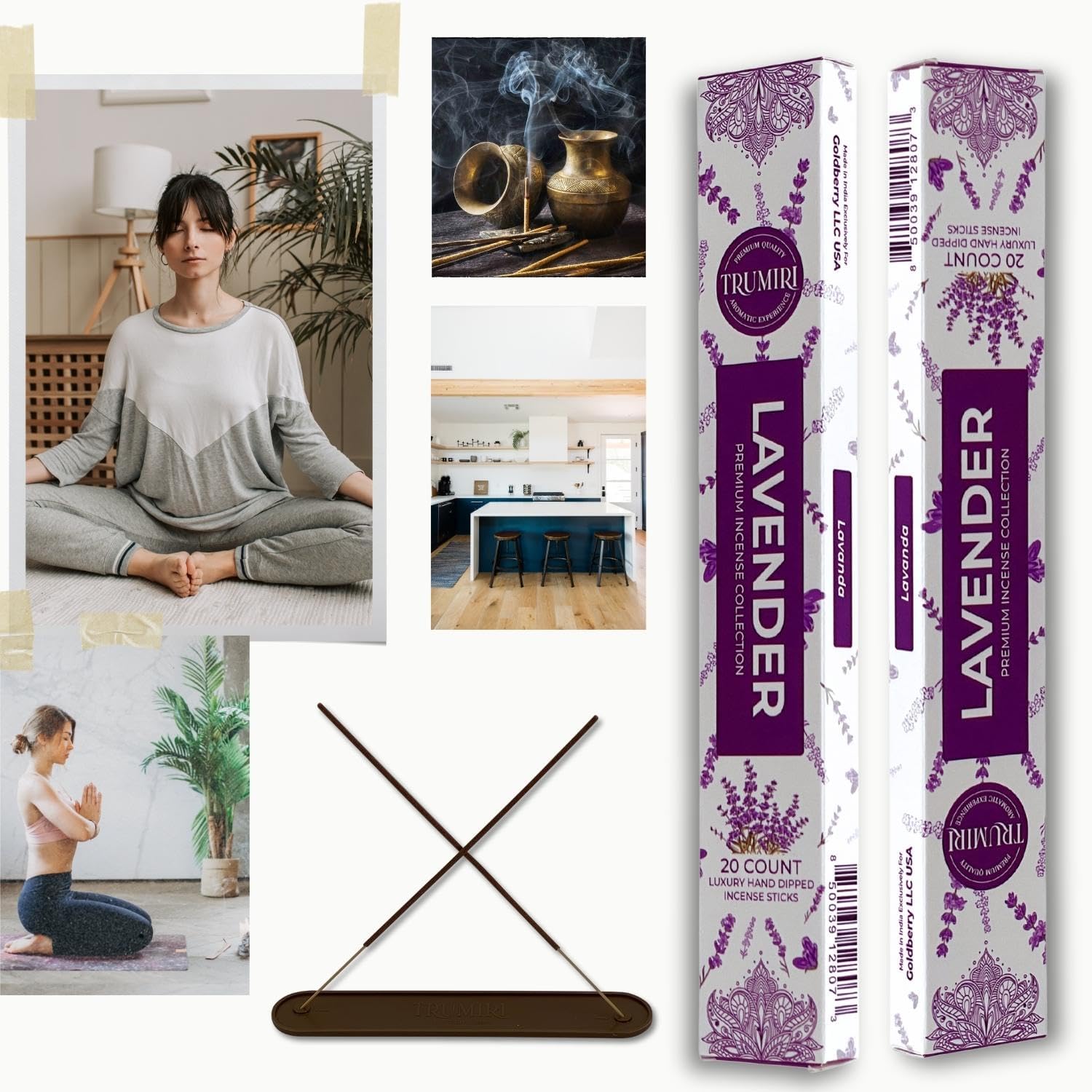 TRUMIRI Organic Lavender Incense Sticks - 40 Total - Dual Pack
