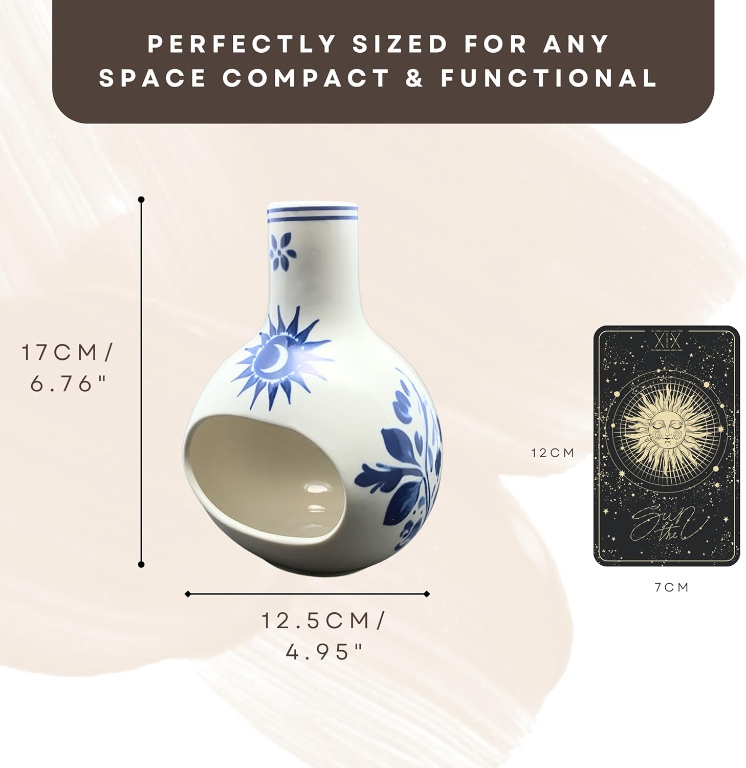 Ceramic Palo Santo Burner with Ash Catcher Floral Design