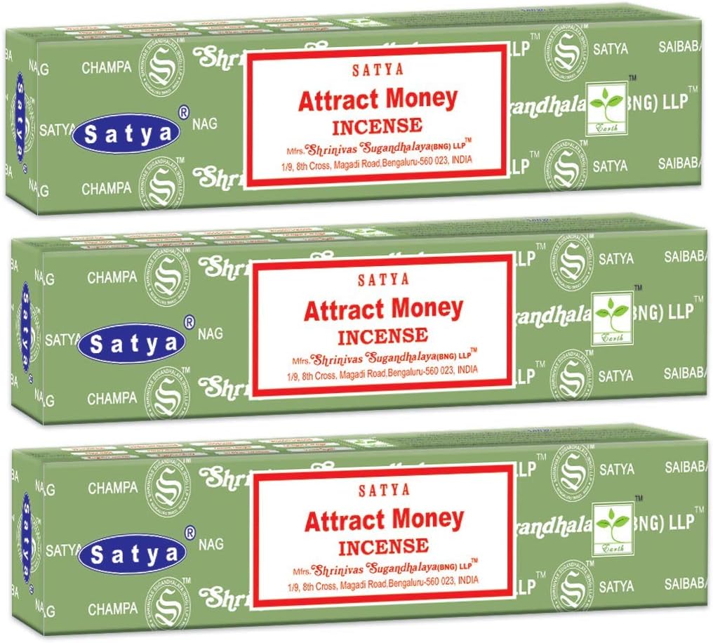 3 Pack Satya Sai Baba Nag Champa Incense Sticks 15g Box Attract Money