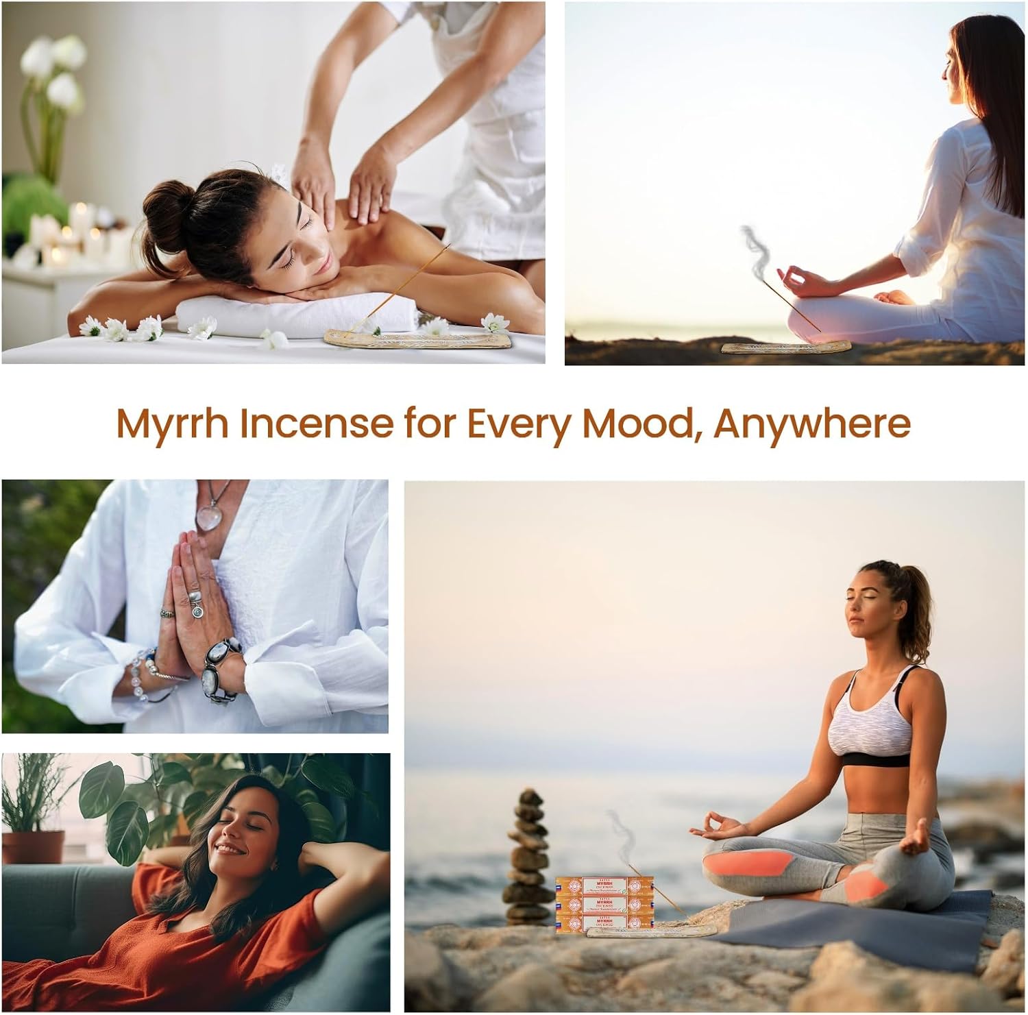 Satya Myrrh Incense Sticks 15gmx12 Pack with Raajsee Holder