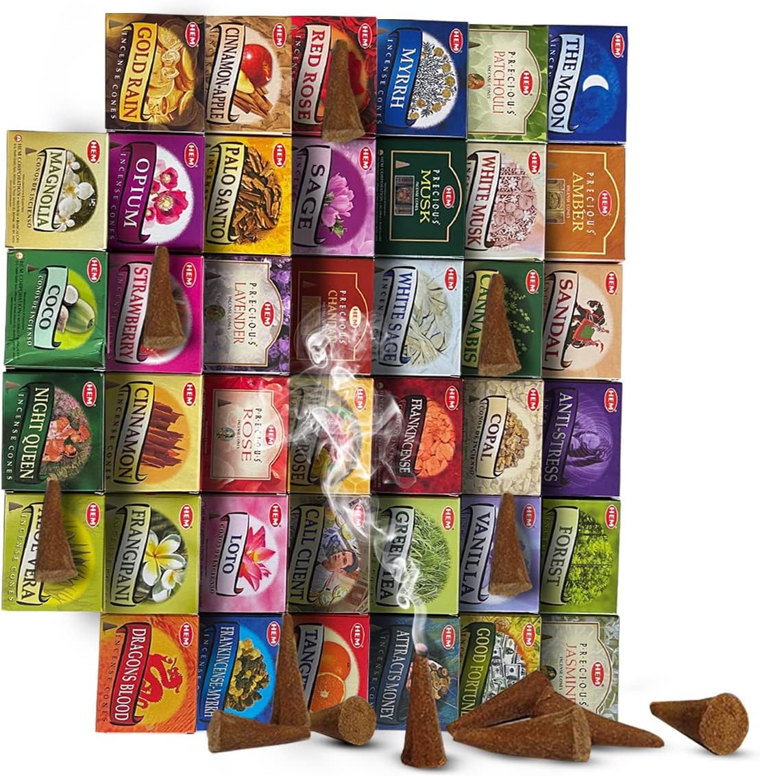 Hem Incense Cones Variety Pack of 12 with Holder