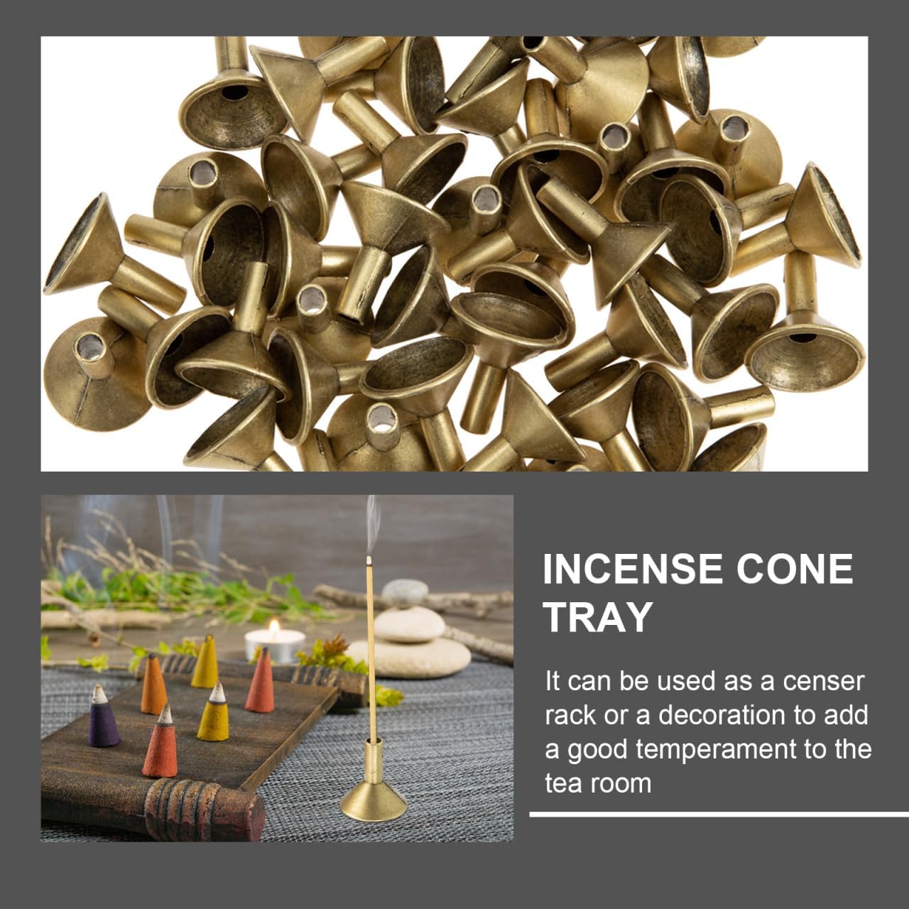 HANABASS 50PCS Brass Incense Holder for Home Decor Meditation Yoga Room Fragrance Decoration