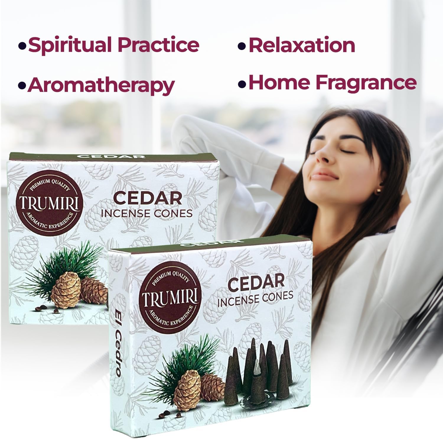 TRUMIRI Cedar Incense Cones - 20 Pack of 10 Dual Incense Cones